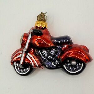 Department 56 Glass Blown Motorcycle Christmas Ornament Vintage 1.9” x 2.5”